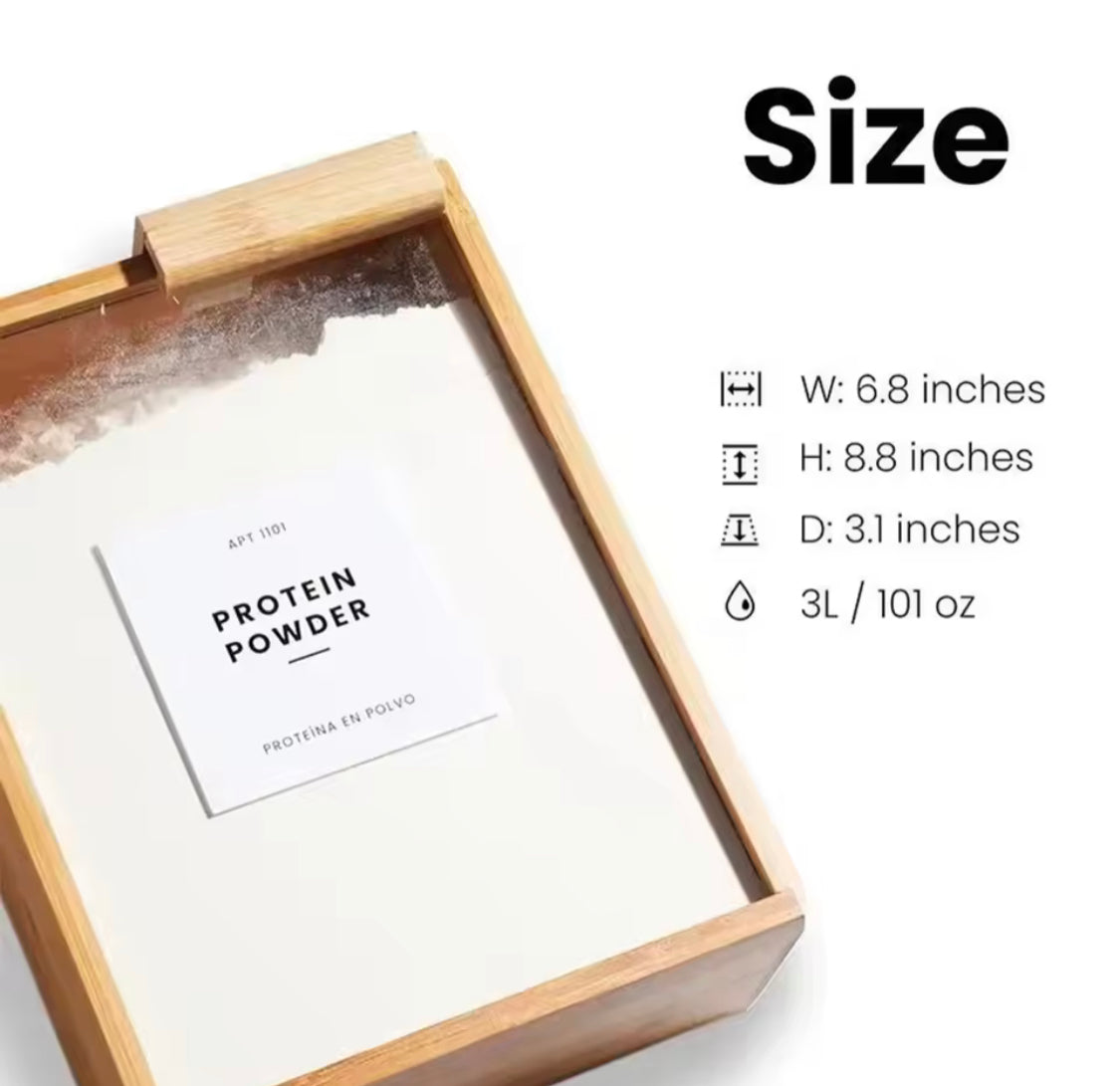 Wooden Cereal Storage Jar, Grain Food Bamboo Storage Container, Kitchen Food Storage Box Organizer Wooden Cereal Storage Jar, Grain Food Bamboo Storage Container, Kitchen Food Storage Box Organizer